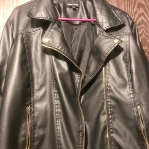 Faux Vegan Leather Plus Size Moto Jacket